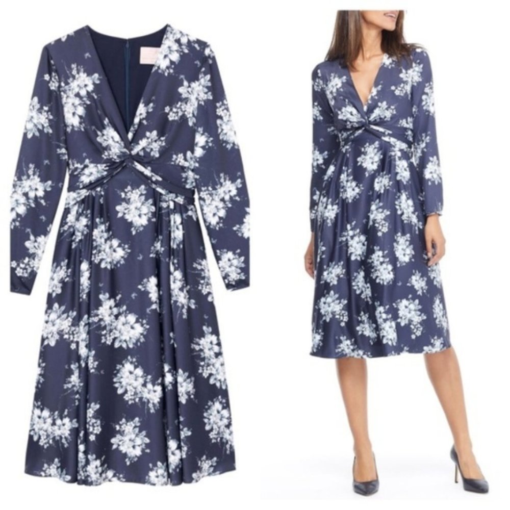 Navy Gal Meets Glam Long Sleeve Midi Dress